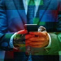 Financial advisor texting clients