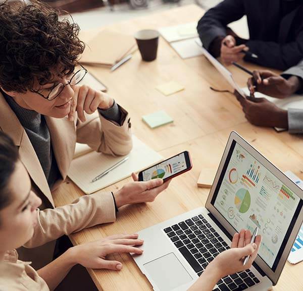 financial advisor team working with computers