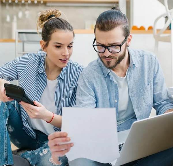 Couple going over household budget